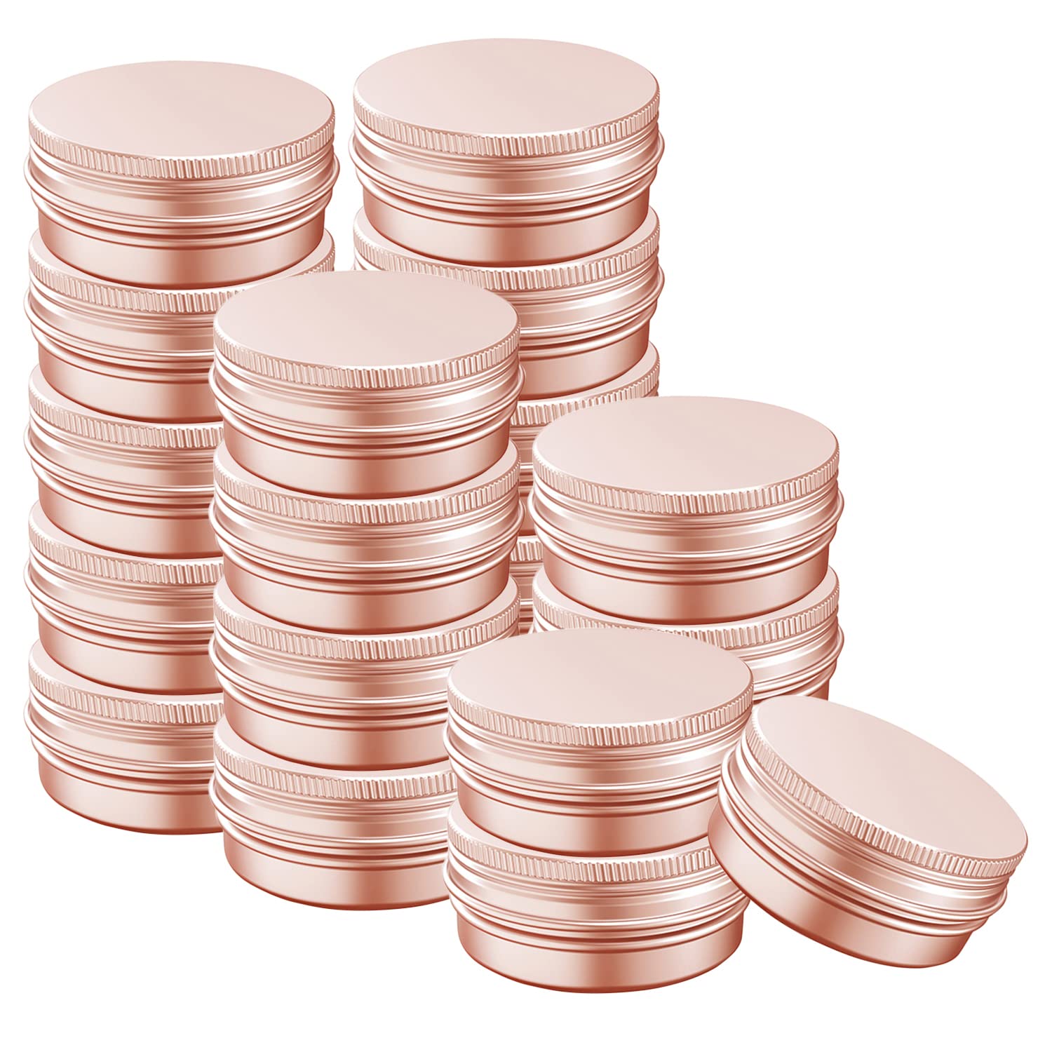 Photo 1 of 1 Ounce Aluminum Tin Jar with Screw Cap 30mL Tin Cans Refillable Containers for Cosmetic, Lip Balm, Cream, Lotion, Balms, Spices, Salve, Rose Gold 20 Pcs
