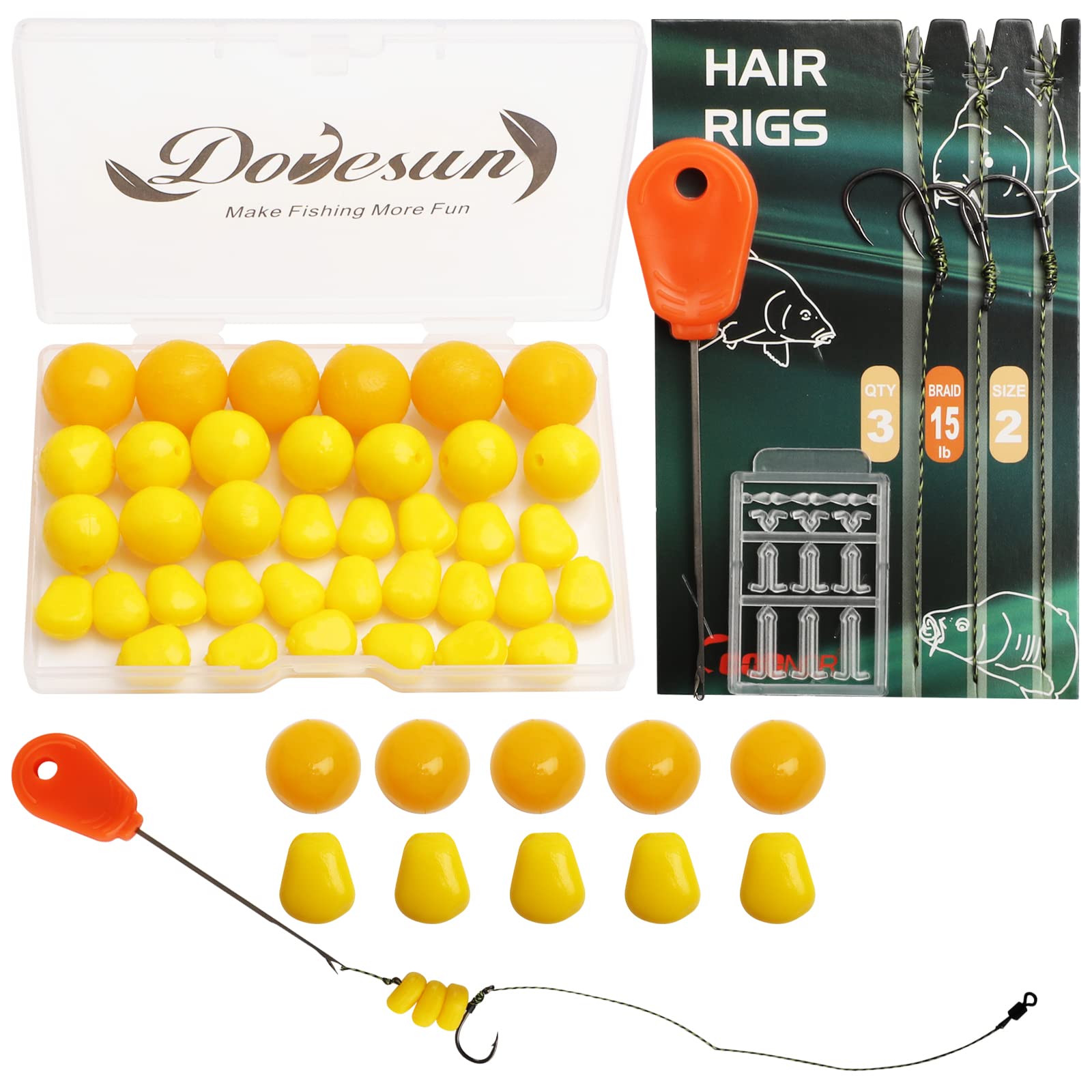 Dovesun Carp Fishing Hair Rigs - 41pcs/151pcs #2 Kit with Carp Bait Rigs & Accessories