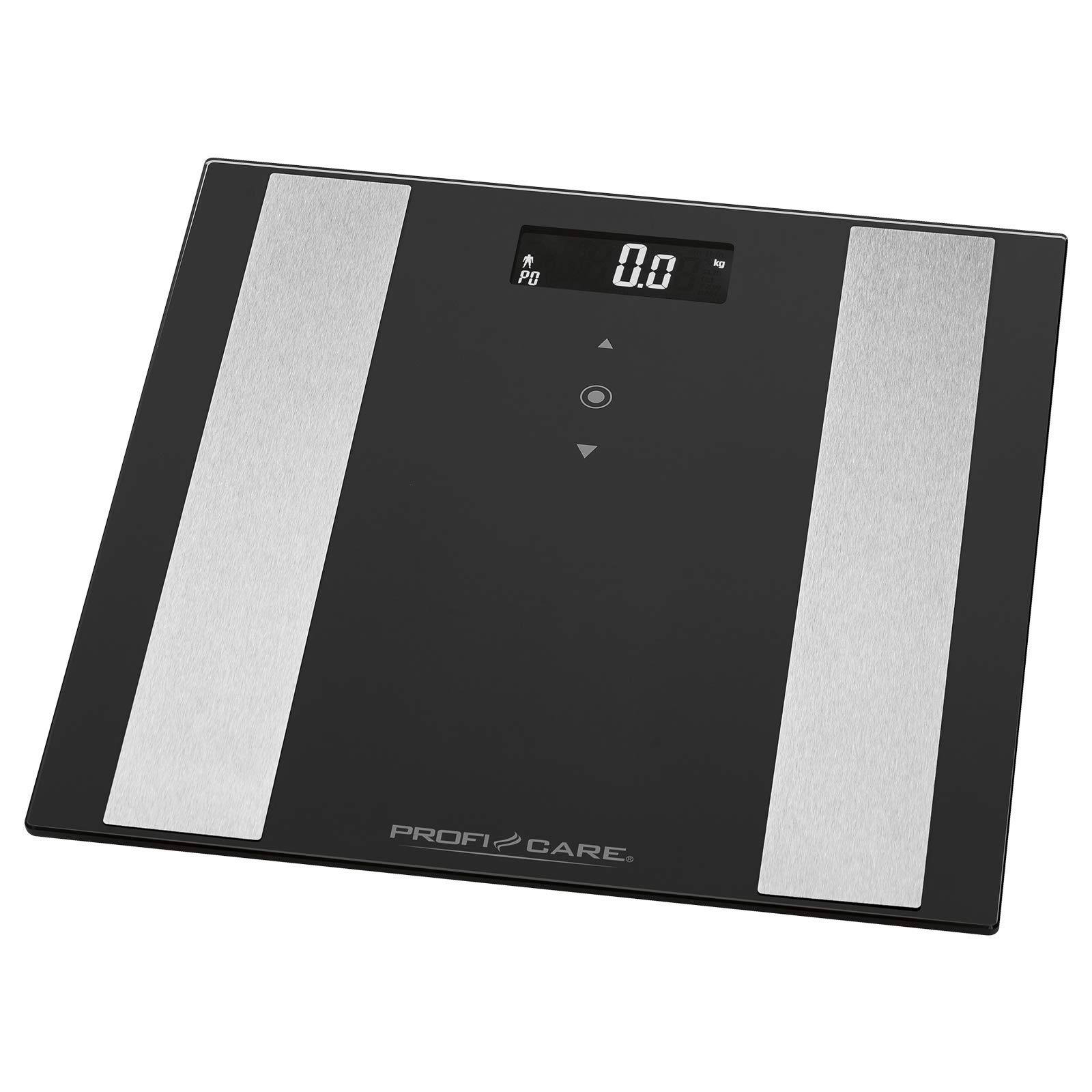 ProfiCare PC-PW 3007 FA 8-in-1 Glass Analysis Scales with Body Fat Analysis, Digital Personal Scales with Automatic Step-On, Personal Scales with High-Quality Weighing Surface, Black/Stainless Steel