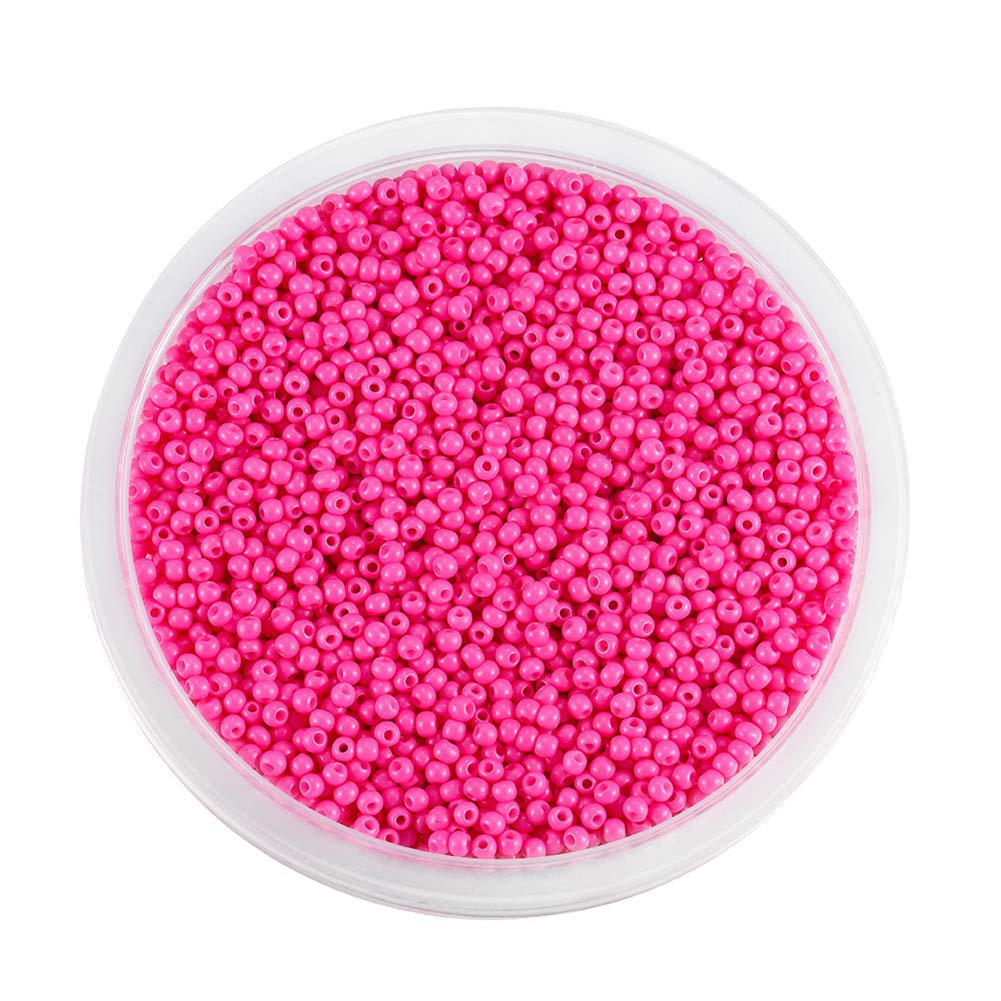 Around 9000pcs Opaque Glass Seed Beads Round Pony Bead Mini Spacer Beads 2mm for Jewellery Making Hair Accessories Beadwork Craft (Rose)