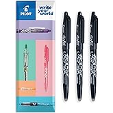 Pilot Frixion Heat/Friction Erasable Rollerball Pen FR7 - Medium Line 0.7mm Tip Nib - Wallet Pack of 3 (Black)