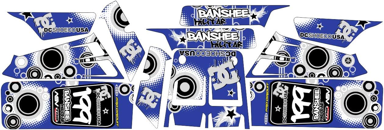 Custom MX vinyl Motorcycle Graphic Stickers Kit Decal For Compatible with YAMAHA BANSHEE 350, years 1987-2005, BUBBLES BLUE (not OEM)