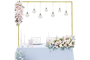 JALANCY Over The Table Rod Stand with Clamps Metal Table Arch, Adjustable 13''-42'' Tall, 29''-98'' Length, Ideal for Birthday Wedding Party Baby Shower Anniversary Halloween Christmas Decoration（Gold）