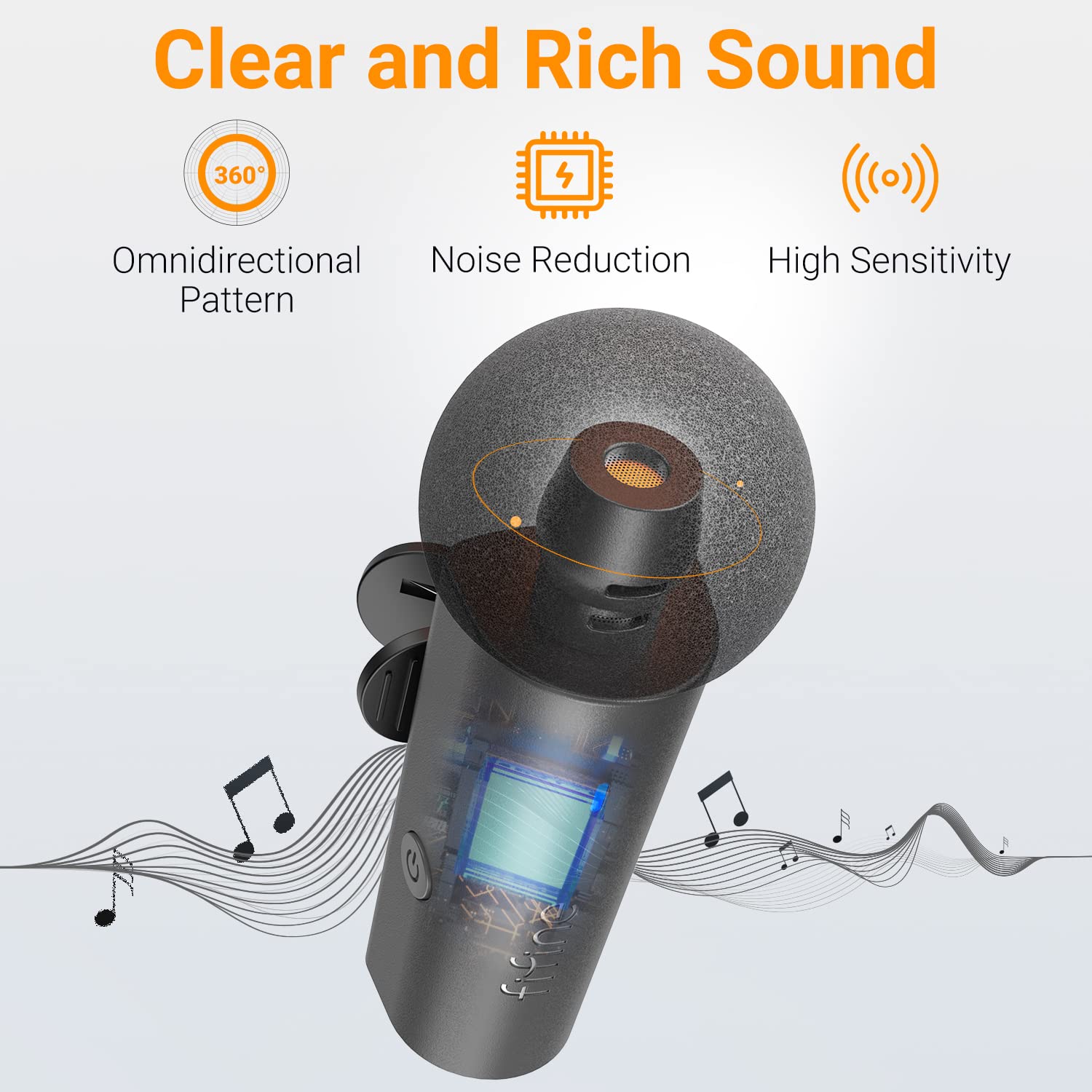 FIFINE Wireless Lavalier Lapel Microphone for iPhone15(USB C)/Android Phone/Tablet, Cordless Condenser Clip-On Microphone, Mini Mic, Type C Receiver for Video, Interview, Vlog, YouTube, Recording-M6