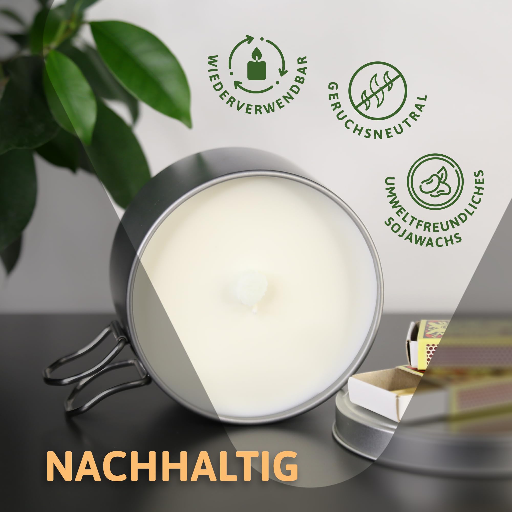 AUTDOOR® Dauerkerze Outdoor aus Sojawachs – Nachfüllbare Campingkerze mit Dauerdocht | Nachhaltiges Windlicht als Mini-Lagerfeuer für Garten & Balkon – Umweltfreundliche & wiederverwendbare Kerze 8