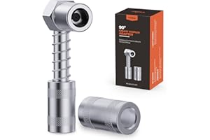 TRILINK 90 Degree Grease Gun Coupler Adapter - Right Angle Grease Gun Fittings for Tight Spaces, High-Pressure Grease Gun Noz