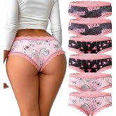 TenderTouch Women's Gothic Hipster Panties 6 Pack Soft Lace Briefs | Low Rise Underwear featuring Skull Pumpkin Ghost Spider Web and Floral Designswith Breathable Stretch Fabric for EverydayWear