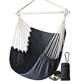 Chihee Hammock Chair Swing - Strong Metal, Collapsible, Portable, Max 500 lbs, Comfy Seat, Patio & Lawn, Cotton Blended, Indoor/Outdoor