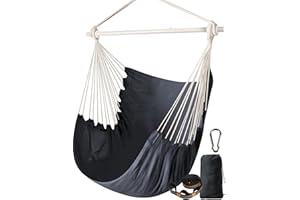 Chihee Hammock Chair Swing - Strong Metal, Collapsible, Portable, Max 500 lbs, Comfy Seat, Patio & Lawn, Cotton Blended, Indoor/Outdoor