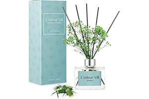 L'odeur Vill Reed Diffuser Set, 6.7 oz(200ml) Bamboo Scented Diffuser with 6 Oil Diffuser Sticks, Home Fragrance Essential Oi