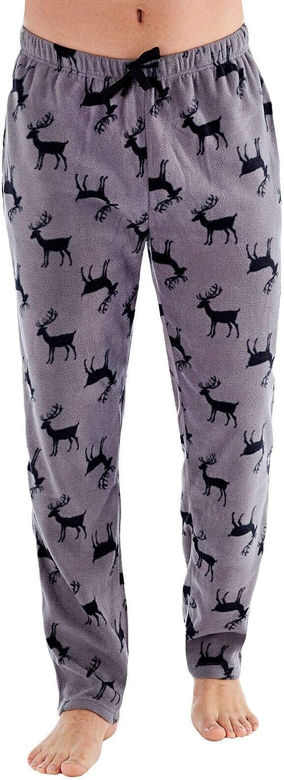 Harvey James Mens Stag Fleece Pyjama Lounge Pants MN157 Grey 2XL