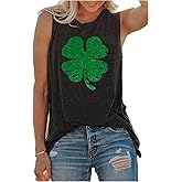 St Patricks Day Tank Tops for Women Irish Lucky Shirts Shamrock Graphic Racerback Tees Shirt St Pattys Day Camisole Tops