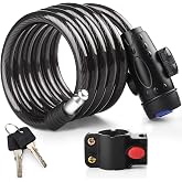 Diyife Bike Lock, [6ft/1.8m] 1/2 Inch Thick Bike Cable Locks with 2 Keys | Weatherproof Heavy Duty Bicycle Lock Cable Anti-Theft Security Cable with Mounting Bracket for Ebike, Scooter, Motorcycle