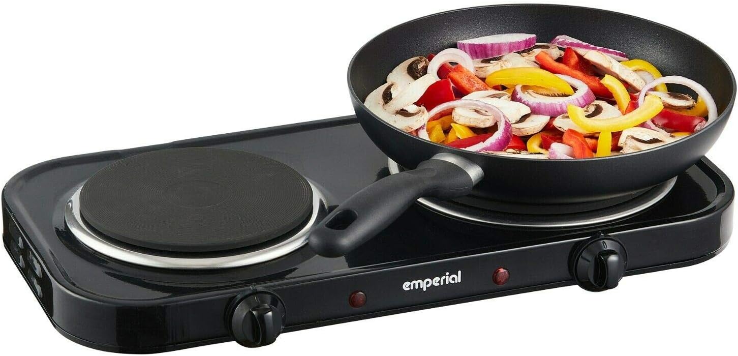 Emperial Double Electric Hot Plate Hob Table Top Cooker 2500W Black