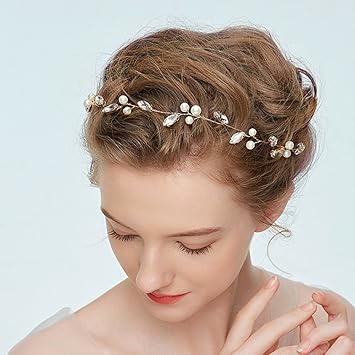 Kercisbeauty Bridal Crystal And Pearl Headband Head Piece For
