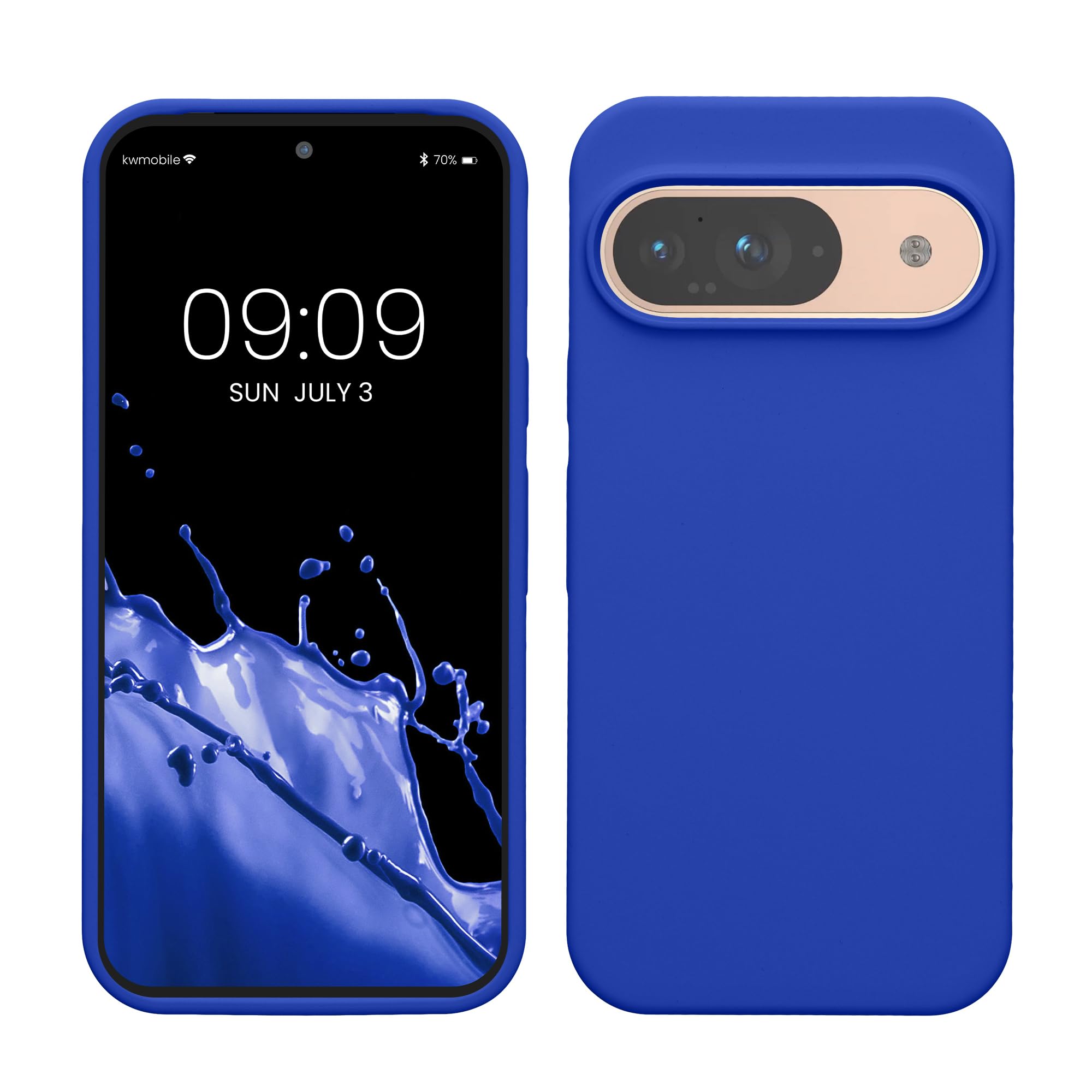 kwmobile Case Compatible with Google Pixel 9 Case - Soft Cover Compatible with Google Pixel 9 Pro Cover - Wireless Charging Baltic Blue