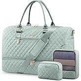 LOVEVOOK Travel Duffle Bag for Women, Weekender Overnight Bag with Shoe Compartment, Carry on Bag with Toiletry Bag, Gym Duffel Bag with Wet Pocket, Hospital Bags for Labor and Delivery 3 Pcs Set