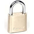 Sesamee K436 4 Dial Bottom Resettable Combination Brass Padlock with 1-Inch Hardened Steel Shackle and 10000 Potential Combinations
