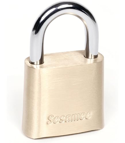 Sesamee K440 4 Dial Bottom Resettable Combination Brass Padlock With 4-Inch Hardened Steel Shackle And 10,000 Potential Combinations
