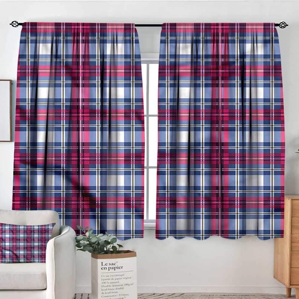 Amazon Com Pricetextile Plaid Backout Drapes Pink And Blue Tartan