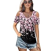 ZFRXIGN Womens Short Sleeve Shirts Cold Shoulder Tops Size S-2XL Clothes Trendy Summer Clothes