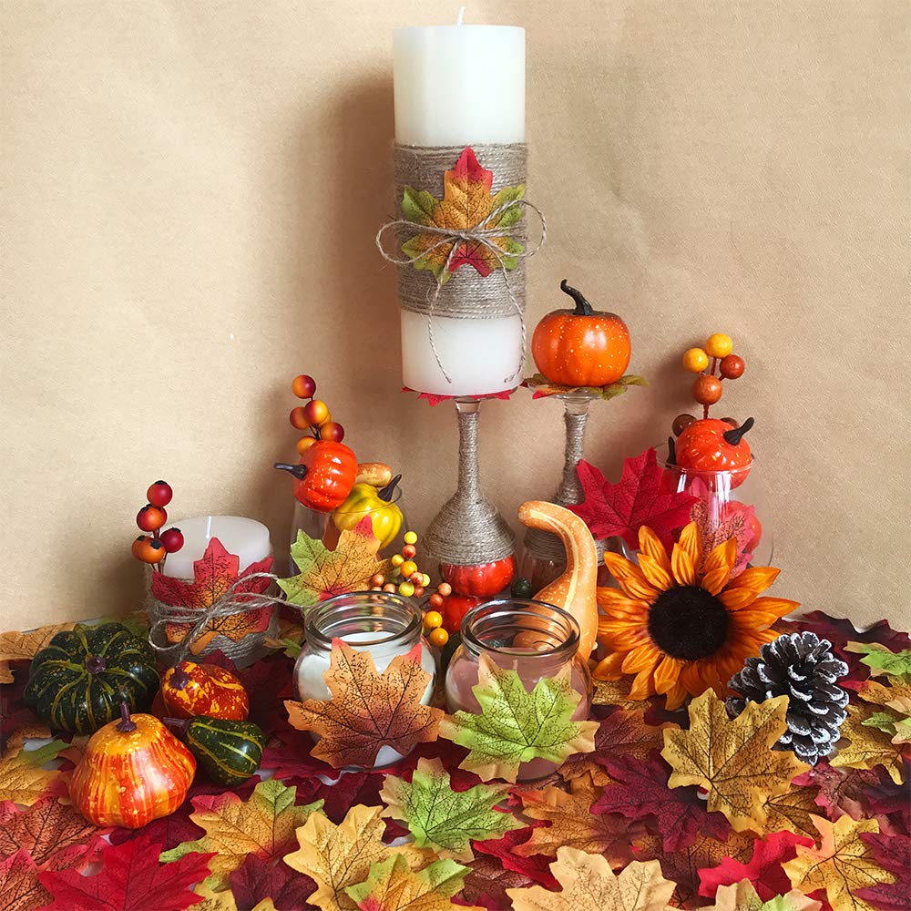 Supla 500 Pcs 10 Colors Assorted Fake Silk Autumn Maple Leaves Bulk