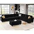 Belffin Oversized Modular Sectional Sofa L Shaped Sofa Couch Set with Storage Ottoman Corner Convertible Sectional Couch with Reversible Chaise Black