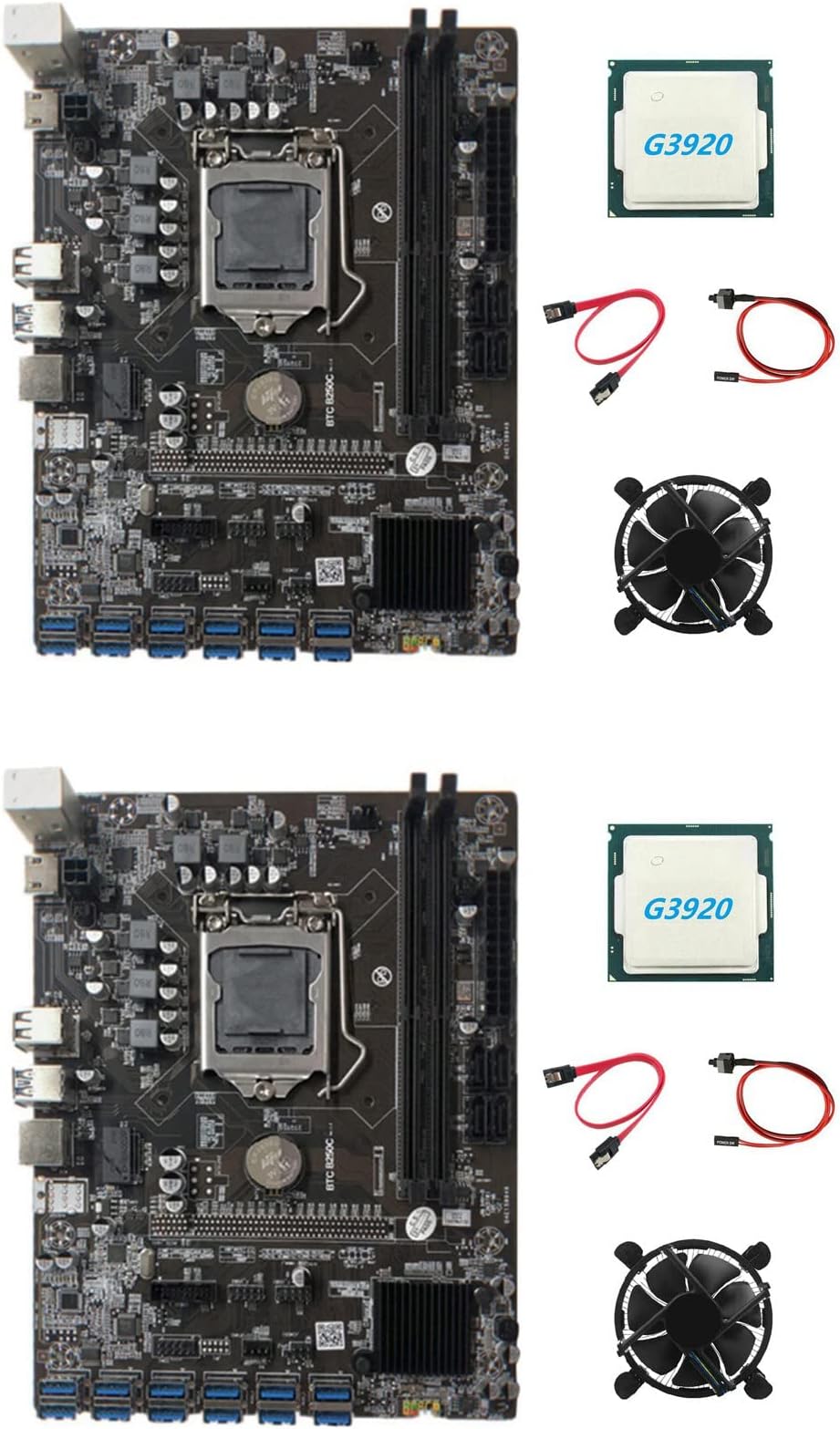 KVSERT B250C Mining Motherboard 12x PCIE USB3.0 w/ G3920/G3930 CPU+Fan