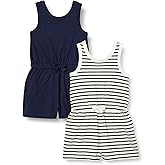 Amazon Essentials Girls and Toddlers' Sleeveless Knit Romper
