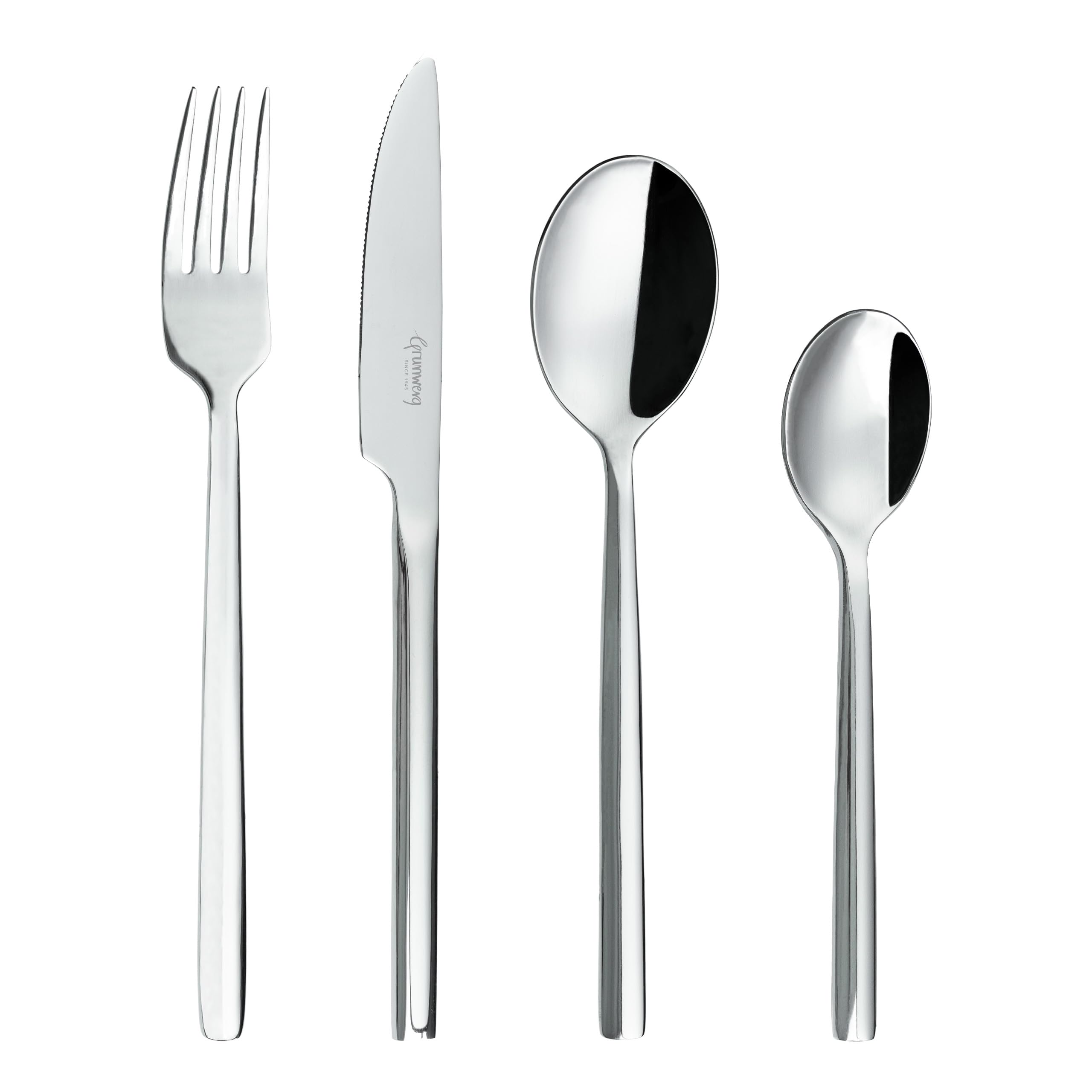 Grunwerg 24 Piece Chopstick Style Stainless Steel Cutlery Set - 24BXCHP (Packaging may vary), Silver, Stainlesssteel