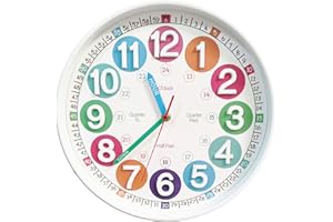SYOYUEX Learning Time Clock for Kids,12 Inch 3D Numbers Colorful Face Silent Clocks，Bedroom,Kitchen,Classroom,Décor at School, Clear Digital Wall Clock for Kids Room (3D White Classic)