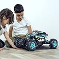CROBOLL 1:12 Large Remote Control Car for Boys Kids with Lifting Function,4WD RC Cars Electric Monster Truck Toy Gifts 4X4 Off-Road RC Rock Crawler 2.4GHz All Terrain RC Truck with 2 Batteries(Cyan)
