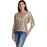Women Sequin Sparkle Glitter Tank Coctail Party Tops T-Shirt Blouses
