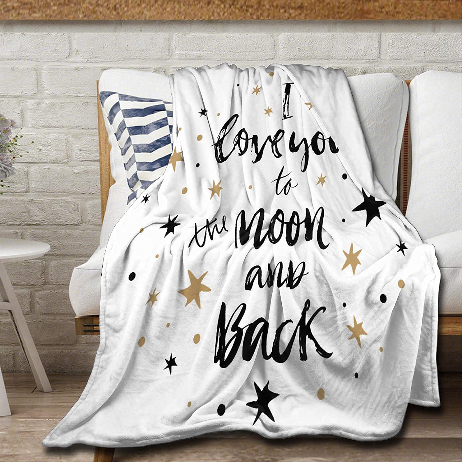 zoke I Love You to The Moon and Back Flannel Blanket,Throw Soft Warm Fluffy Plush,Lightweight Microfiber for Bed Couch Chair Living Room 60x50 Inch for Teen