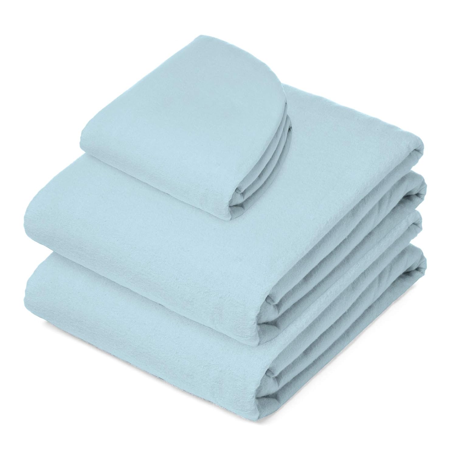Saloniture 3-Piece Flannel Massage Table Sheet Set - Soft Cotton Facial Bed Cover - Includes Flat and Fitted Sheets with Face Cradle Cover - Blue : Beauty