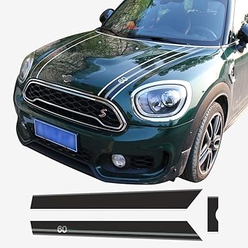 Amazon Com Charminghorse For Mini 60 Years Design Bonnet Stripes Hood Trunk Engine Cover Rear Vinyl Decal Stickers For Mini Countryman F60 2017 Present Accessories Automotive