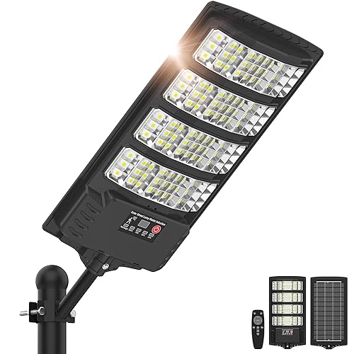 WYWNA Solar Lights Outdoor Waterproof - Super Bright Solar Street Lights Outdoor Dusk to Dawn with Motion Sensor and Remote Control, Wide Angle Commercial LED Street Light IP67 Waterproof
