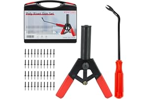 POVTIMS Plastic Rivet Gun Kit,Hand Rivet Gun Tool Kit for All Plastic Rivets Safe Metal or Plastic Clips Removal - Free Fastener Remover Included