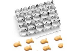 Gold Fish Crackers Cutter,25 Cavity Cookie Cutter,Animal Cracker Cookie Cutters for Cookie,Non-Stick Dough, Stainless Steels 