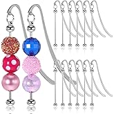 12Pcs Beadable Bookmarks, DIY Metal Bookmark Making Kit, Bar Blank Bookmarks to Decorate, Beadable Items, Modern Craft Jewelry Pendant Charm Gifts for Book Lovers Teacher Student Office Supplies