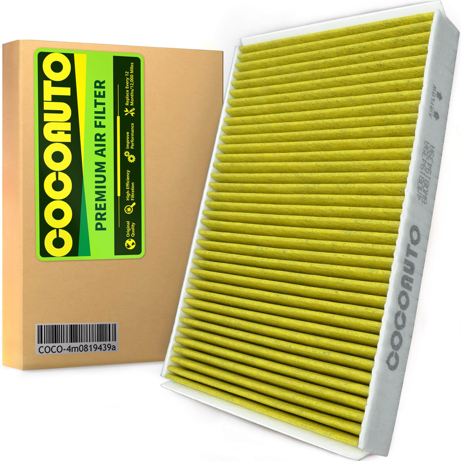 Photo 1 of COCOAUTO Cabin Air Filter for 2017-2025 Audi Q7 Q5 A5 Quattro A4 Q8 A6 A7 A8 e-tron R8 SQ5 S5 S4 RS5, fits 2019-2025 Porsche Cayenne, Replace 4m0819439a CF12211,with activated charcoal