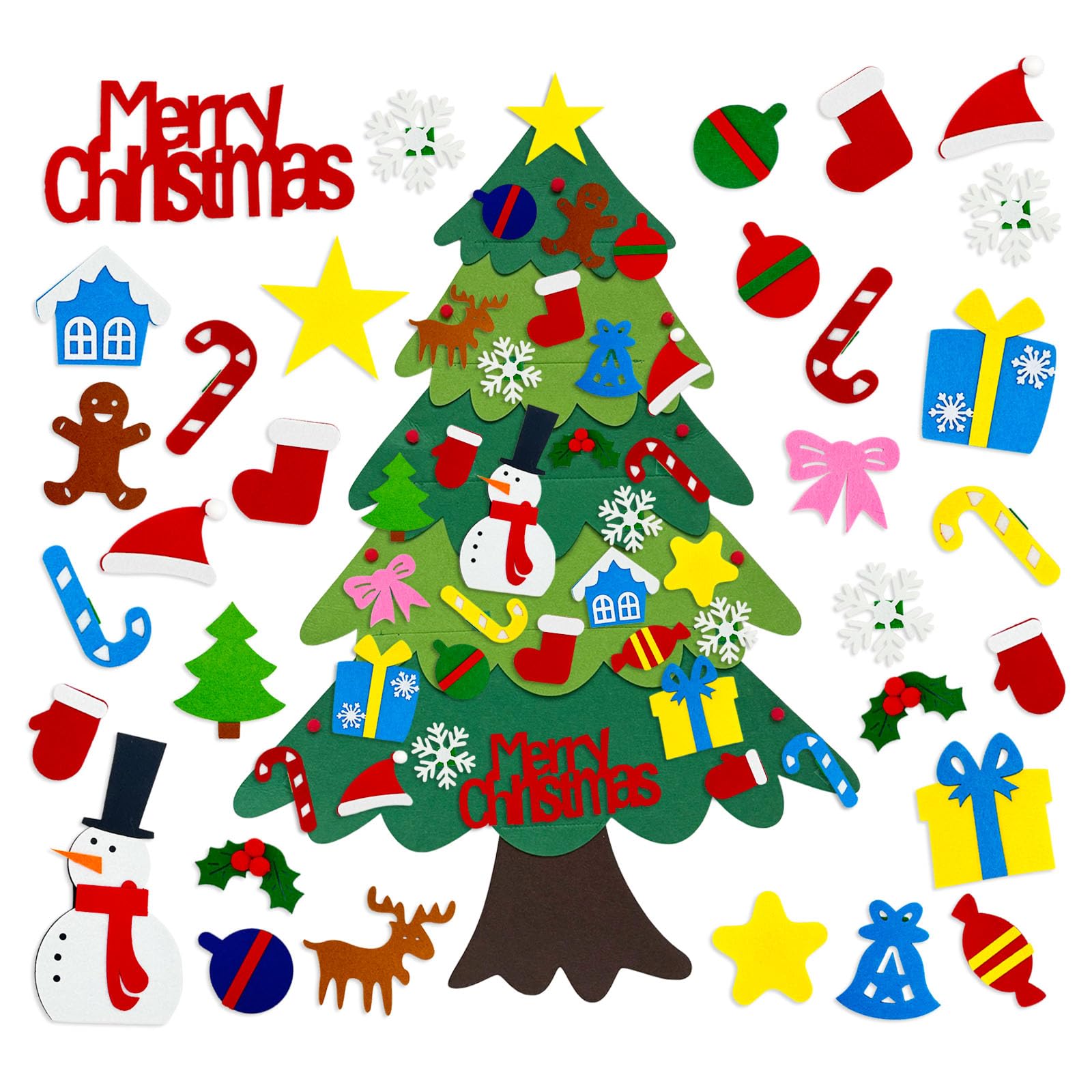 Photo 1 of ***2 PACK***DIY Felt Christmas Tree, 3.2Ft Felt Xmas Tree with 32 Pcs Ornaments for Montessori, Indoor Hanging Christmas Craft Door Wall Windows Party Supplies New Year Decorations