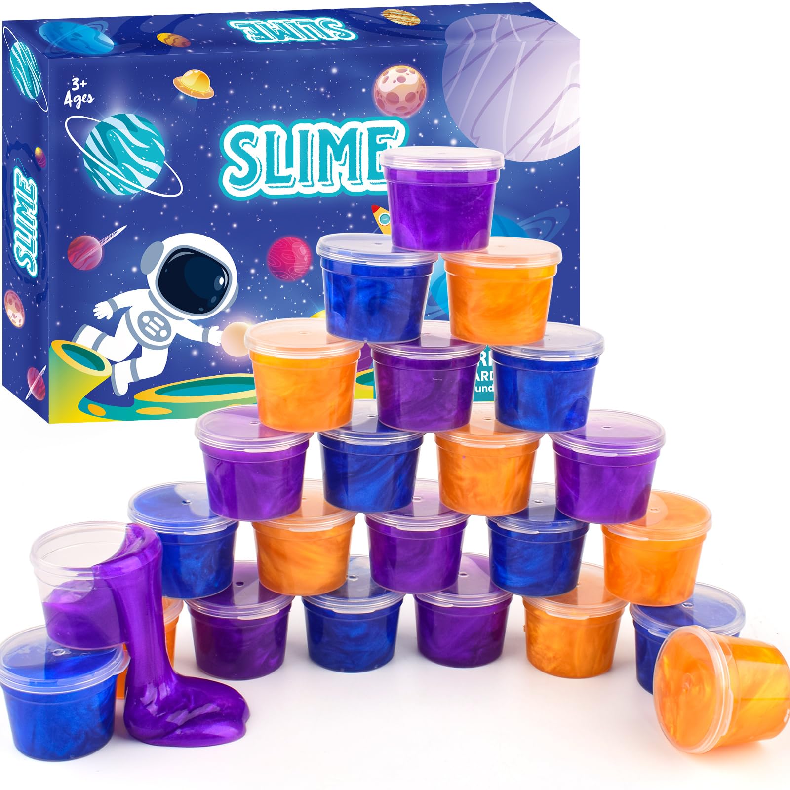 Galaxy Slime 24 Pack – Blue, Gold & Purple Slime Party Favors, Non-Sticky, Soft Slime Kit for Classroom Prizes, Christmas Stocking Stuffers, Goodie Bag Stuffers,Easter Basket Stuffers for Kids — image 1