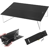 TREKOLOGY Compact Mini Camping Table &ndash; Portable, Ultralight, Folding Design &ndash; Small, Lightweight Surface for Hiking, Backpacking, Beach, or Nightstand Use &ndash; Collapsible Outdoor Gear (Black)