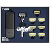 Gillette ProGlide Shield Premium Edition Razors for Men, 1 Gillette Razor, 8 ProShield Razor Blade Refills, 1 Travel Case