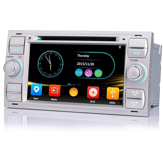 iFrego Für 7' HD Autoradio DVD GPS Ford C-Max Connect Fusion Galaxy Transit Focus Navigation DVD Bluetooth USB MP3 CD LED Aut