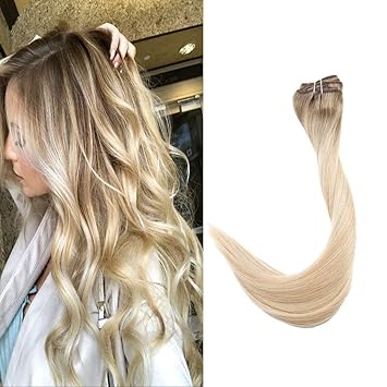 Full Shine 22 Inch Clip In Balayage Remy Hair Extensions 100gram