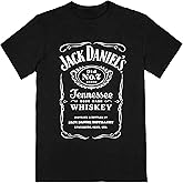 Jack Daniel's Tennessee Sour Mash Whiskey Label Black T-Shirt (US, Alpha, 4X-Large, Regular, Regular)