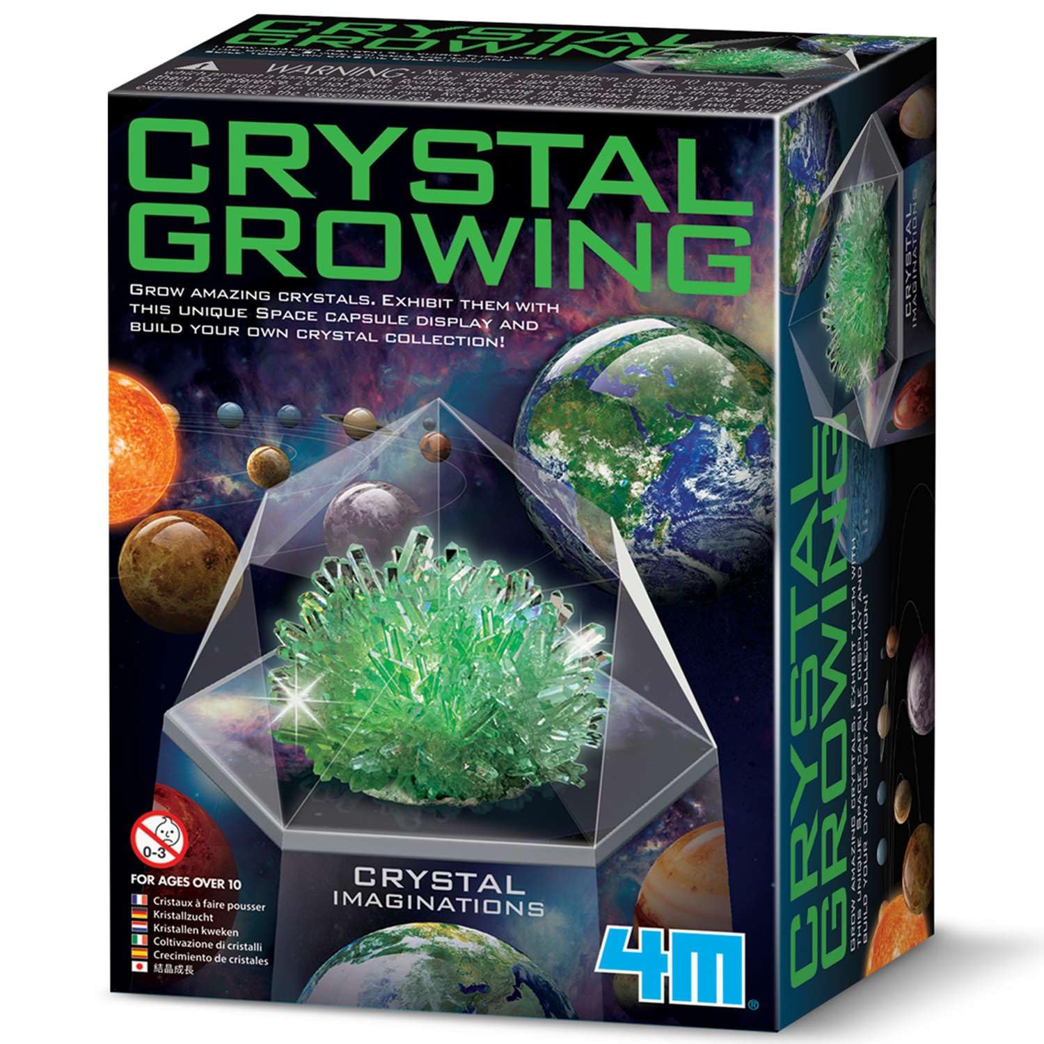 4M Crystal Growing Kit - Green | Crystal Imaginations STEM Science Experiment Set for Kids Age 10+ | Grow Your Own Crystals with Space Display Case | Educational Chemistry Lab Gift for Boys & Girls