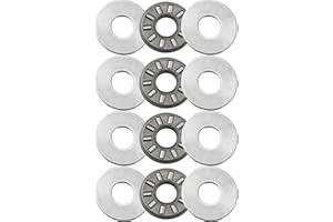 KOOFULL 4 Sets NTA411+2TRA, Thrust Needle Roller Bearings with Two Washers, ID 1/4", OD 11/16"